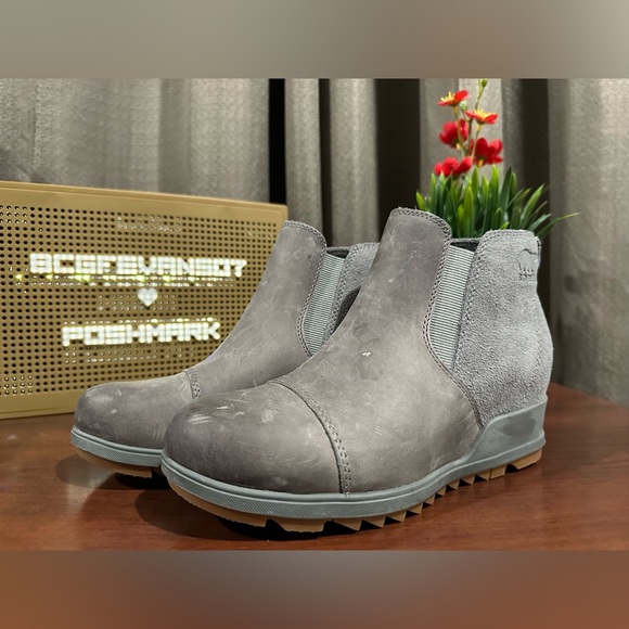 New Sorel Evie  ladies bootie pull-on ankle boots quarry gum size 7.5 - Picture 1 of 15
